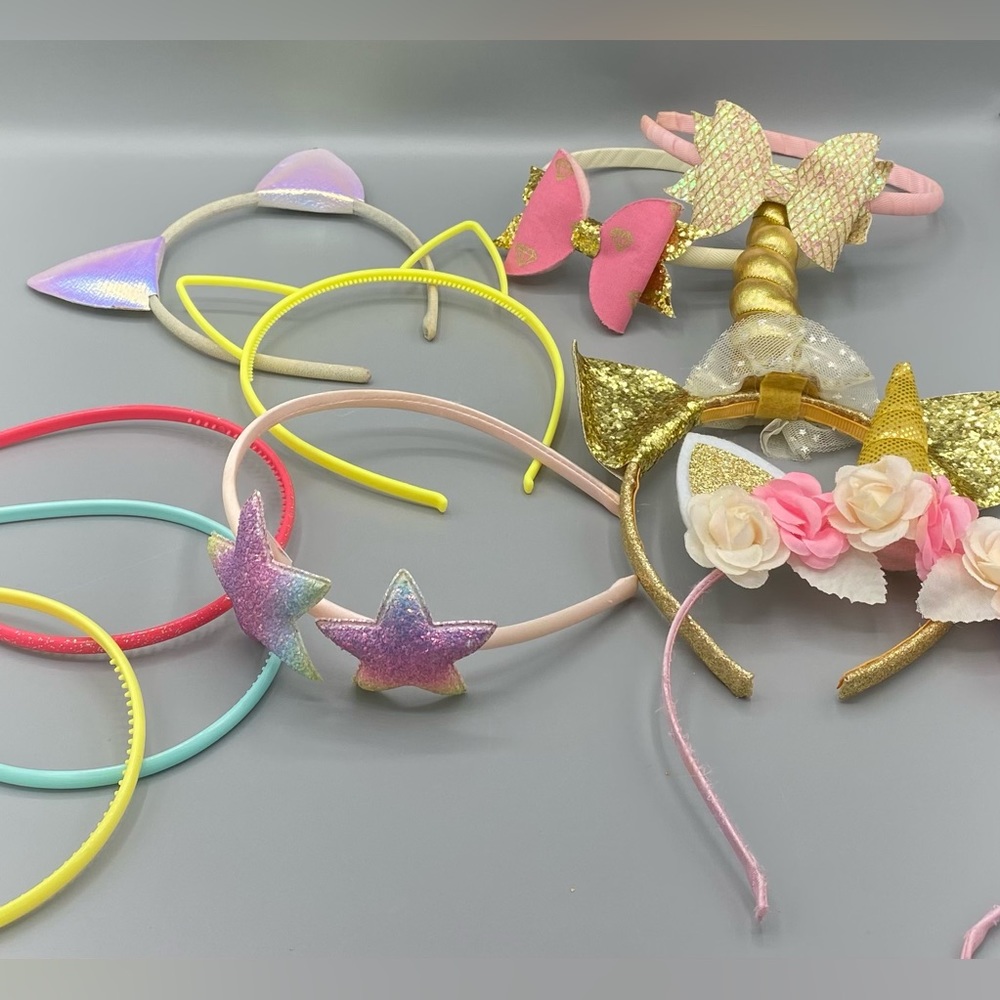 Girls Headband Lot 10 Unicorn Horns Cat Ears Plain Sparkle Pink Rainbow Gifts